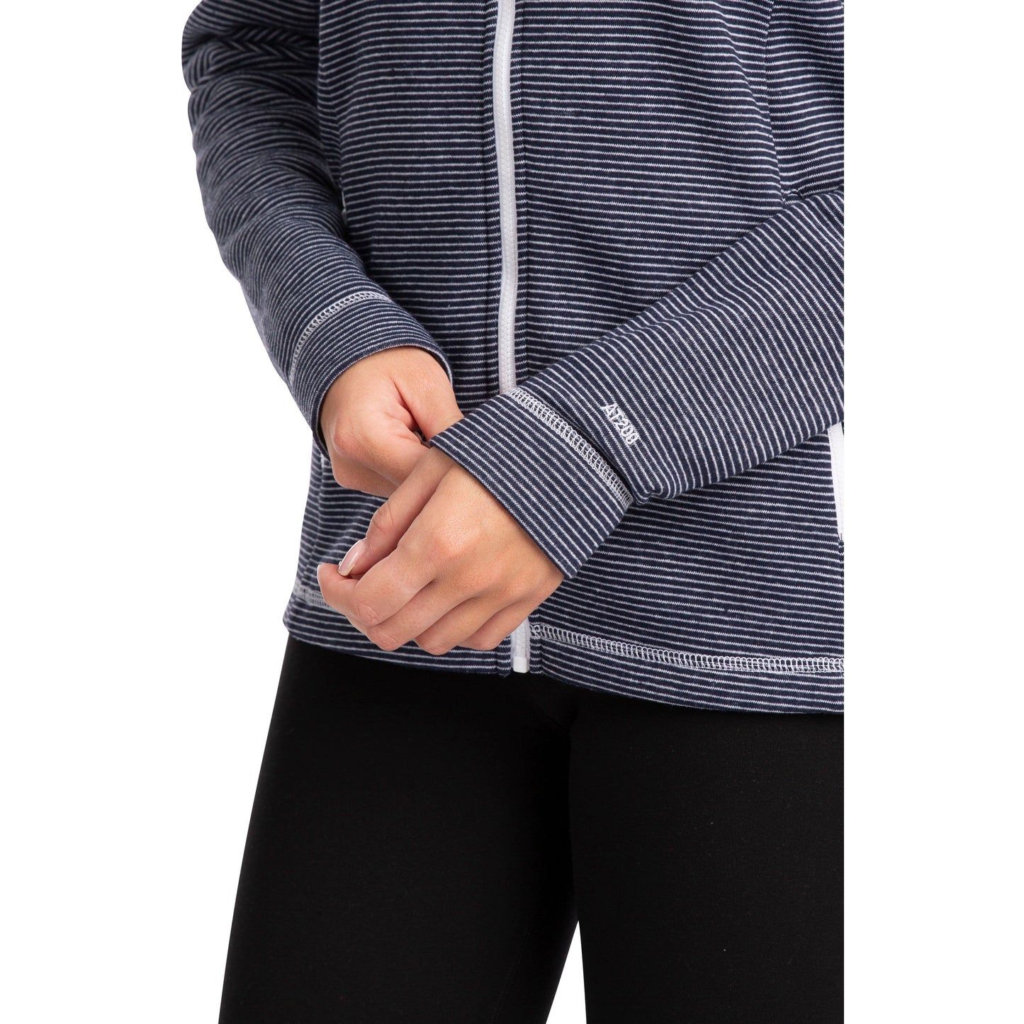 Rootless Women's Fleece Hoodie in Navy Stripe