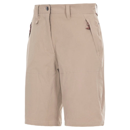 Rueful Ladies Stretch Active Shorts in Wheat