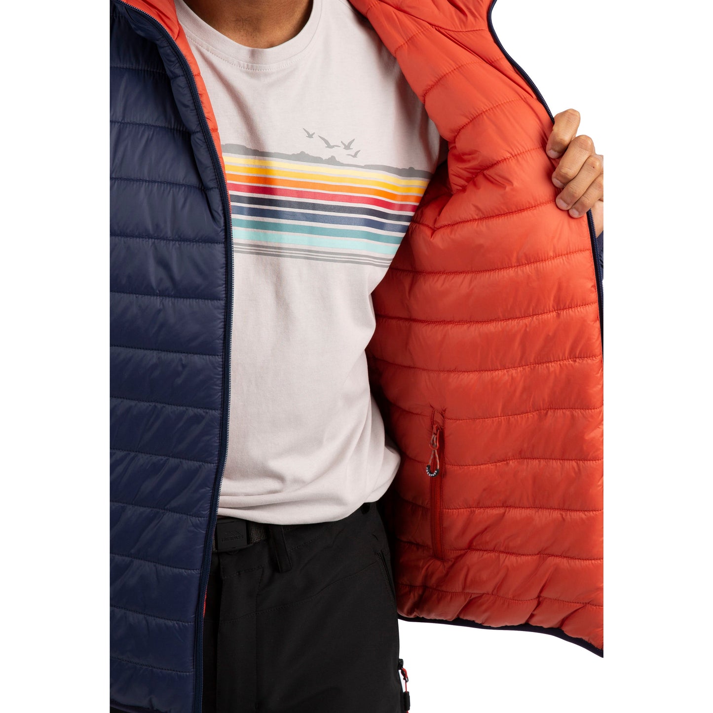 Trespass Mens Reversible Padded Jacket Senby in Navy / Orange