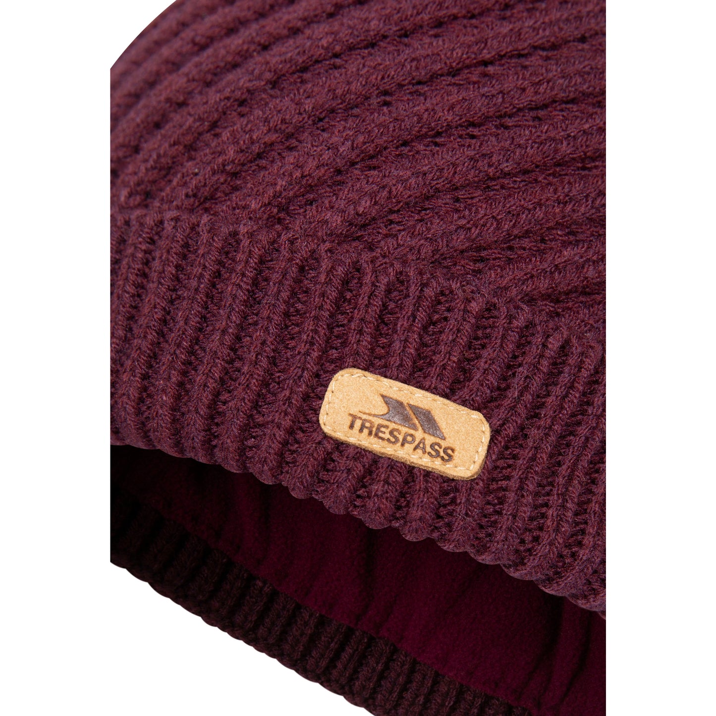 Twisted Womens Knitted Hat in Fig with Fleece Lining