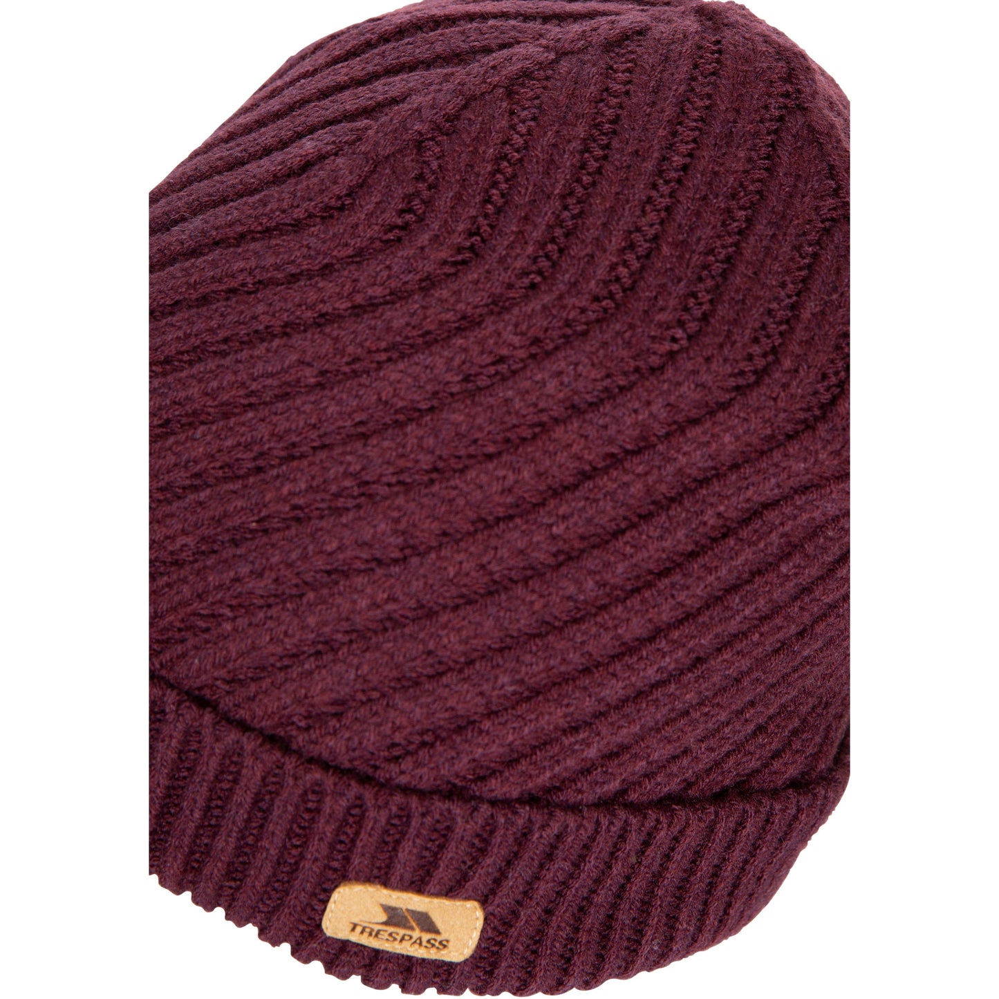 Twisted Womens Knitted Hat in Fig with Fleece Lining