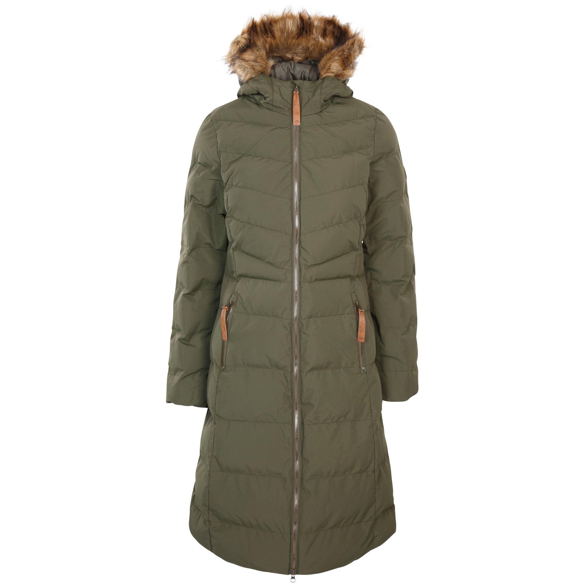 Trespass Audrey Longer Length Padded Jacket in Dark Vine Green