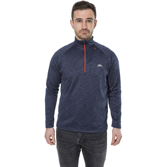 Collins Mens Half Zip Fleece Jumper in Navy Marl