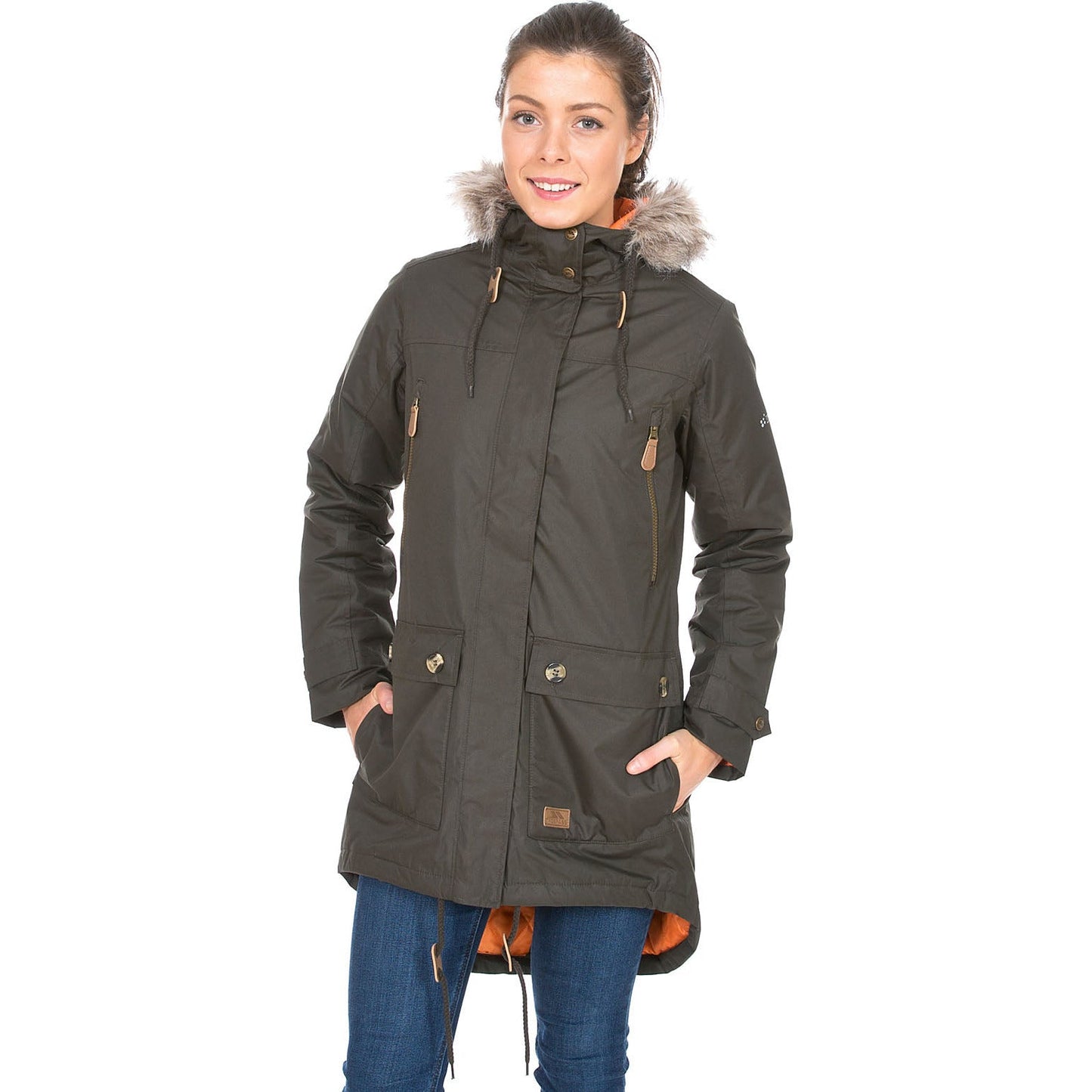 Clea Womens Waterproof Padded Parka Jacket in Khaki