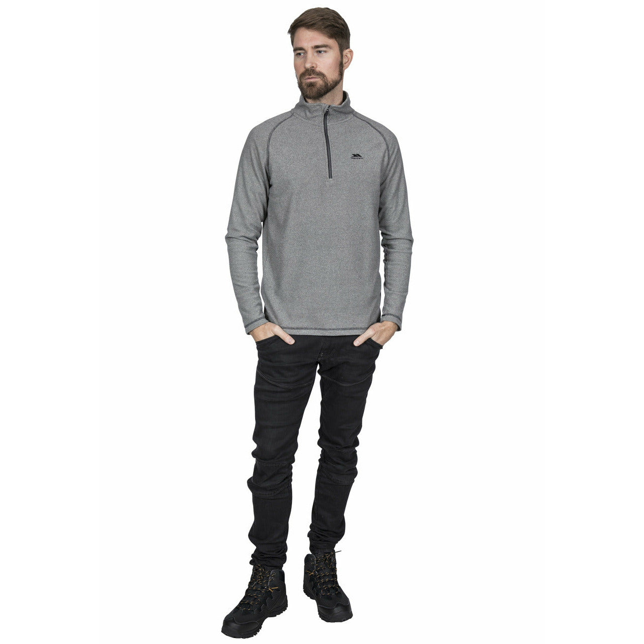 Keynote Mens Half Zip Fleece Top in  Black / Grey
