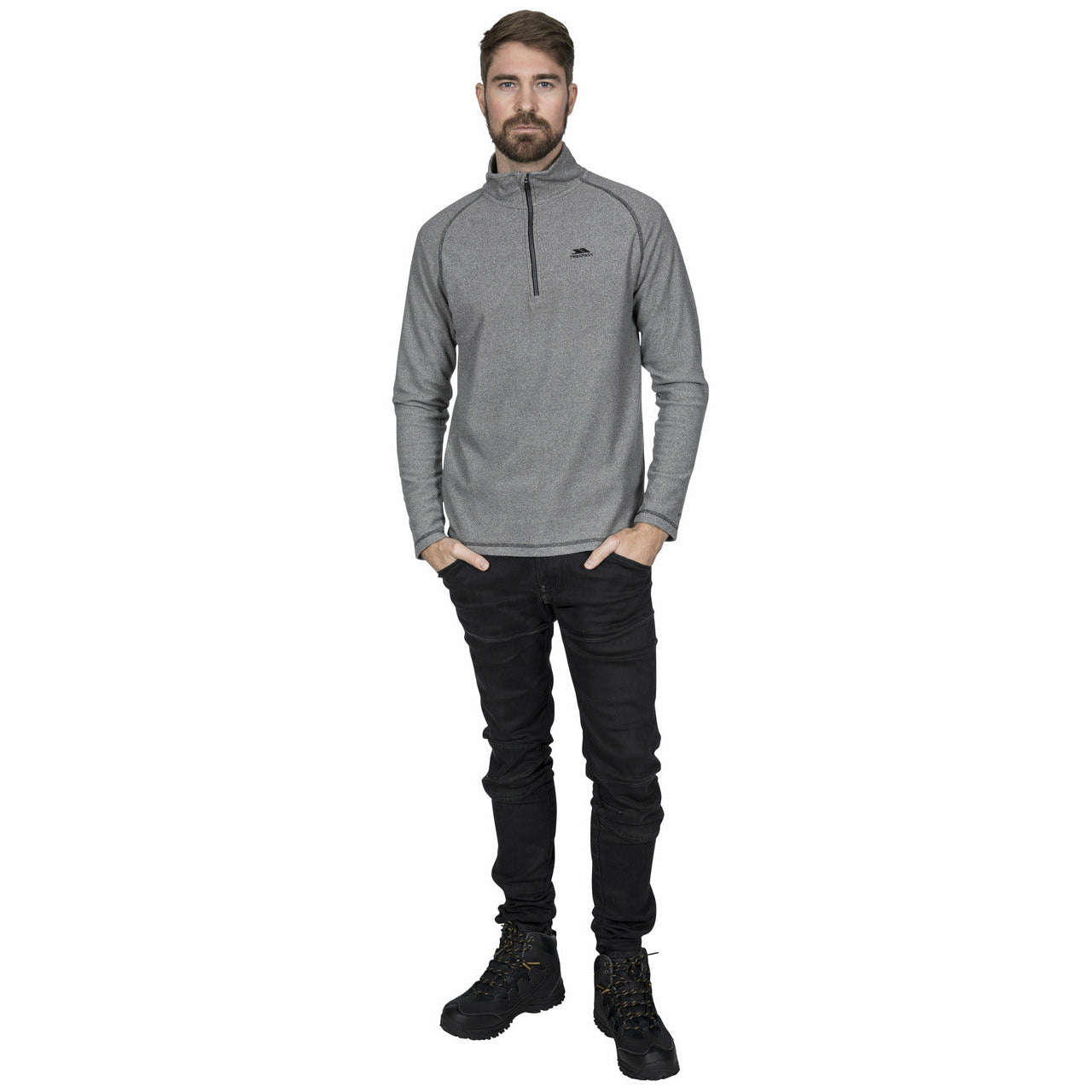 Keynote Mens Half Zip Fleece Top in  Black / Grey