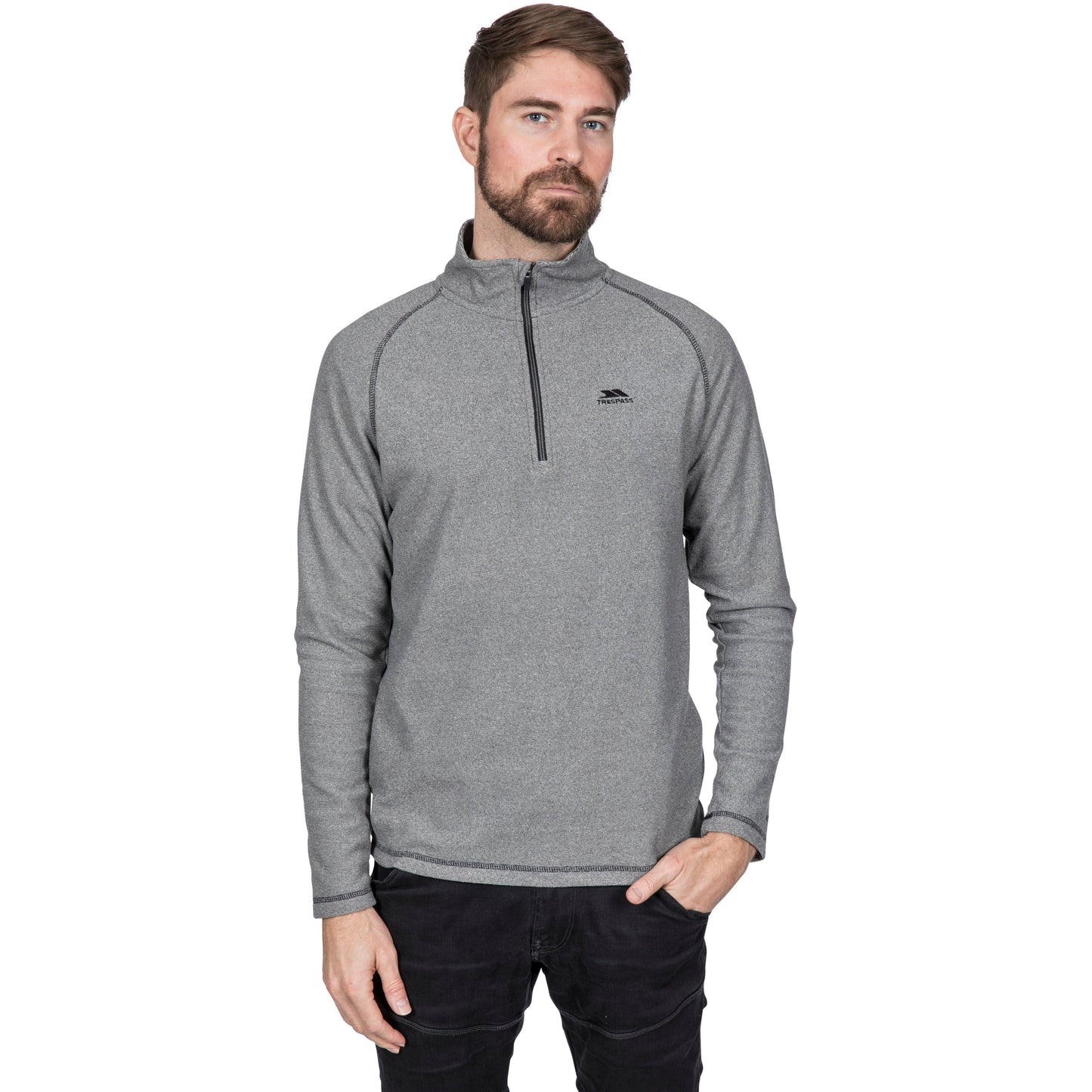 Keynote Mens Half Zip Fleece Top in  Black / Grey