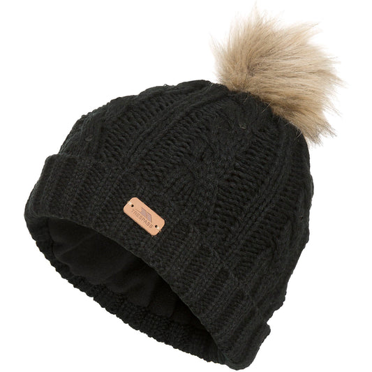 LILLIA WOMEN'S KNITTED BOBBLE HAT - BLACK