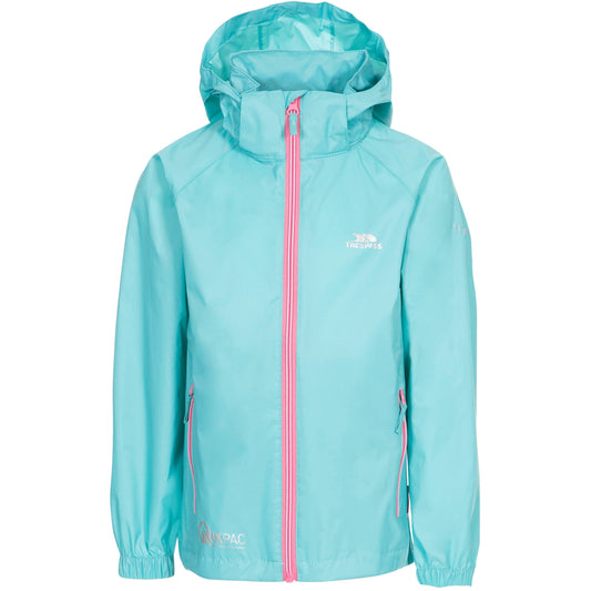 Qikpac X Kids' Unpadded Waterproof Packaway Jacket in Aquamarine