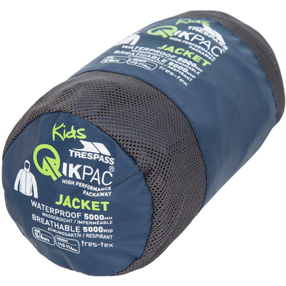 Qikpac X Kids' Unpadded Waterproof Packaway Jacket in Navy