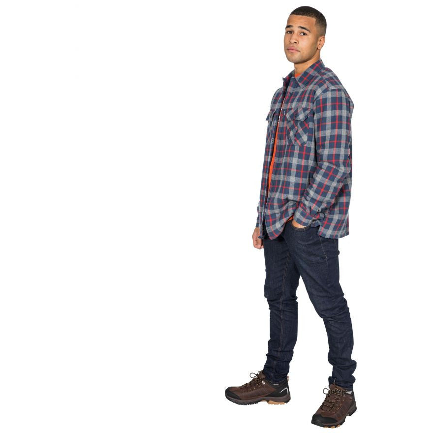 Rapeseed Men's Check Shirt with Sherpa Lining in Navy Check