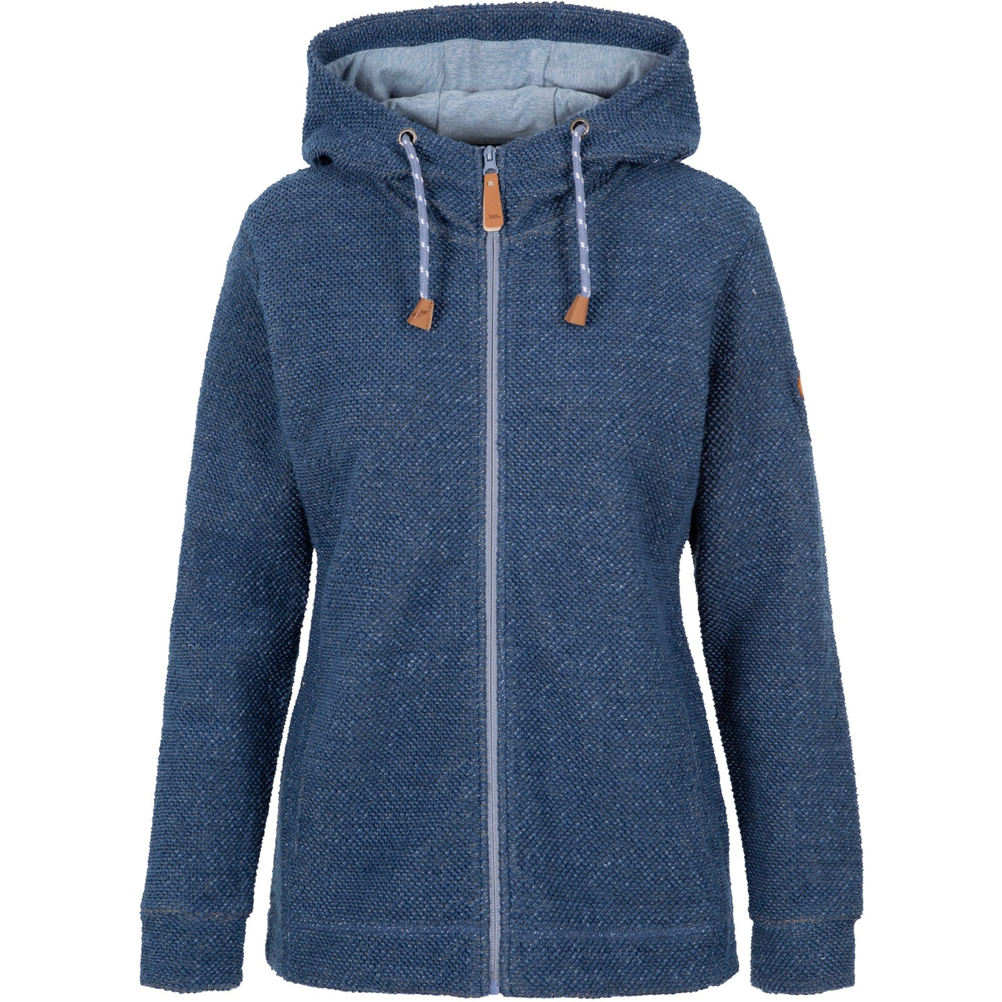 Ronee Women's Full Zip Knitted Hoodie in Smokey Blue