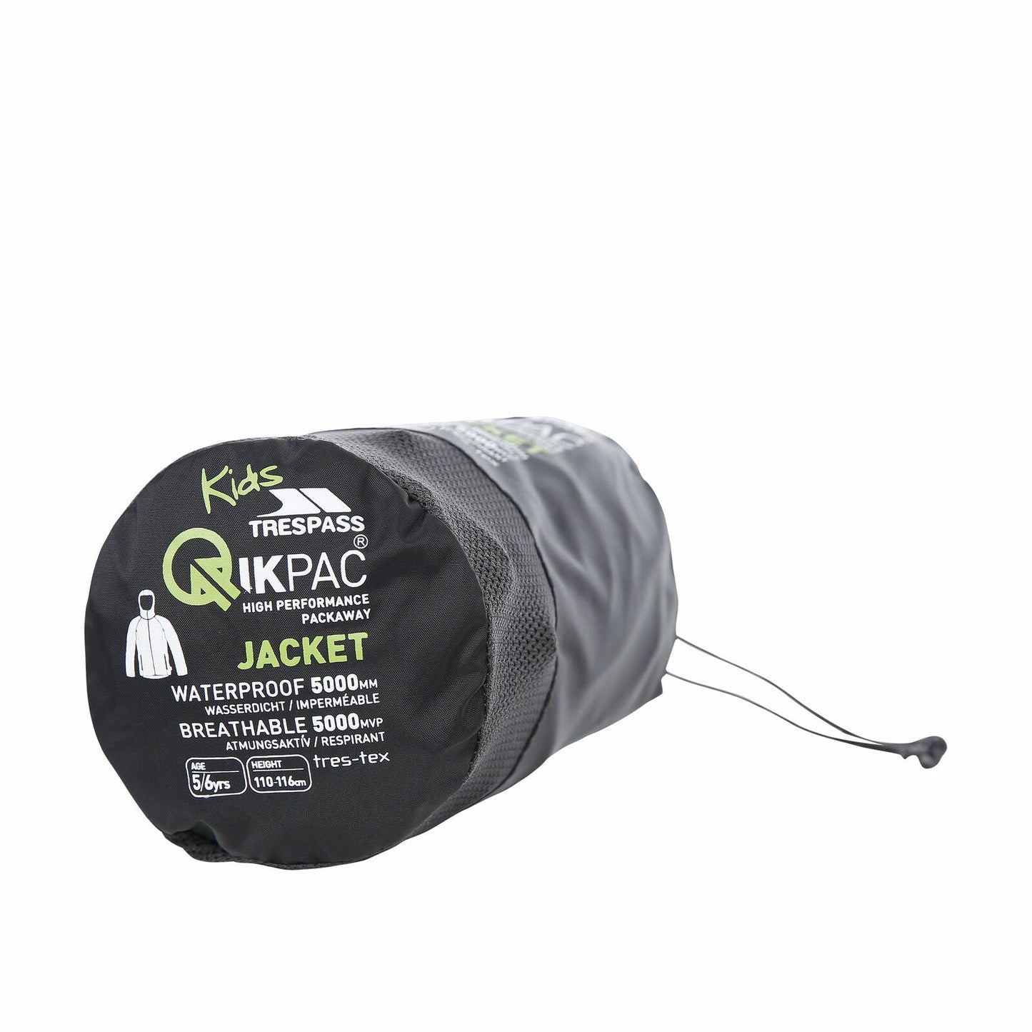 Qikpac X Kids' Unpadded Waterproof Packaway Jacket in Black