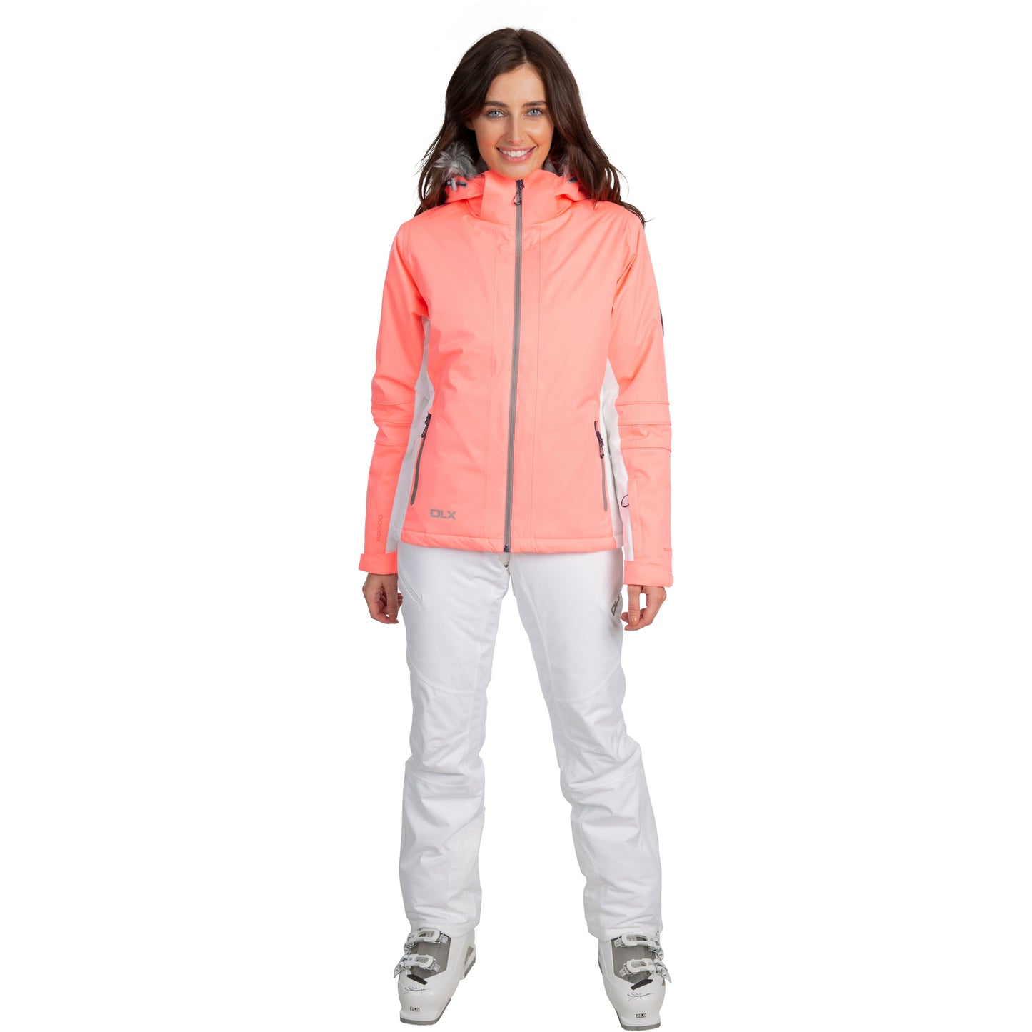 Trespass Womens DLX Luxury Ski Jacket Sandrine in Neon Coral