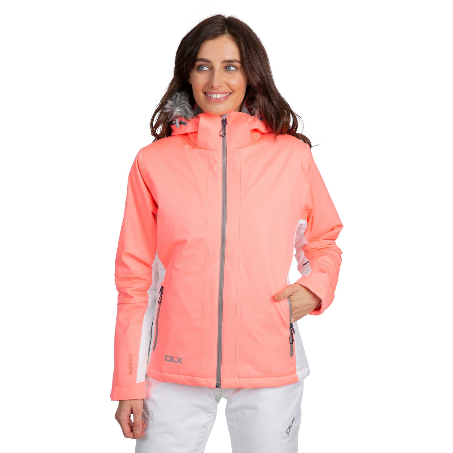 Trespass Womens DLX Luxury Ski Jacket Sandrine in Neon Coral
