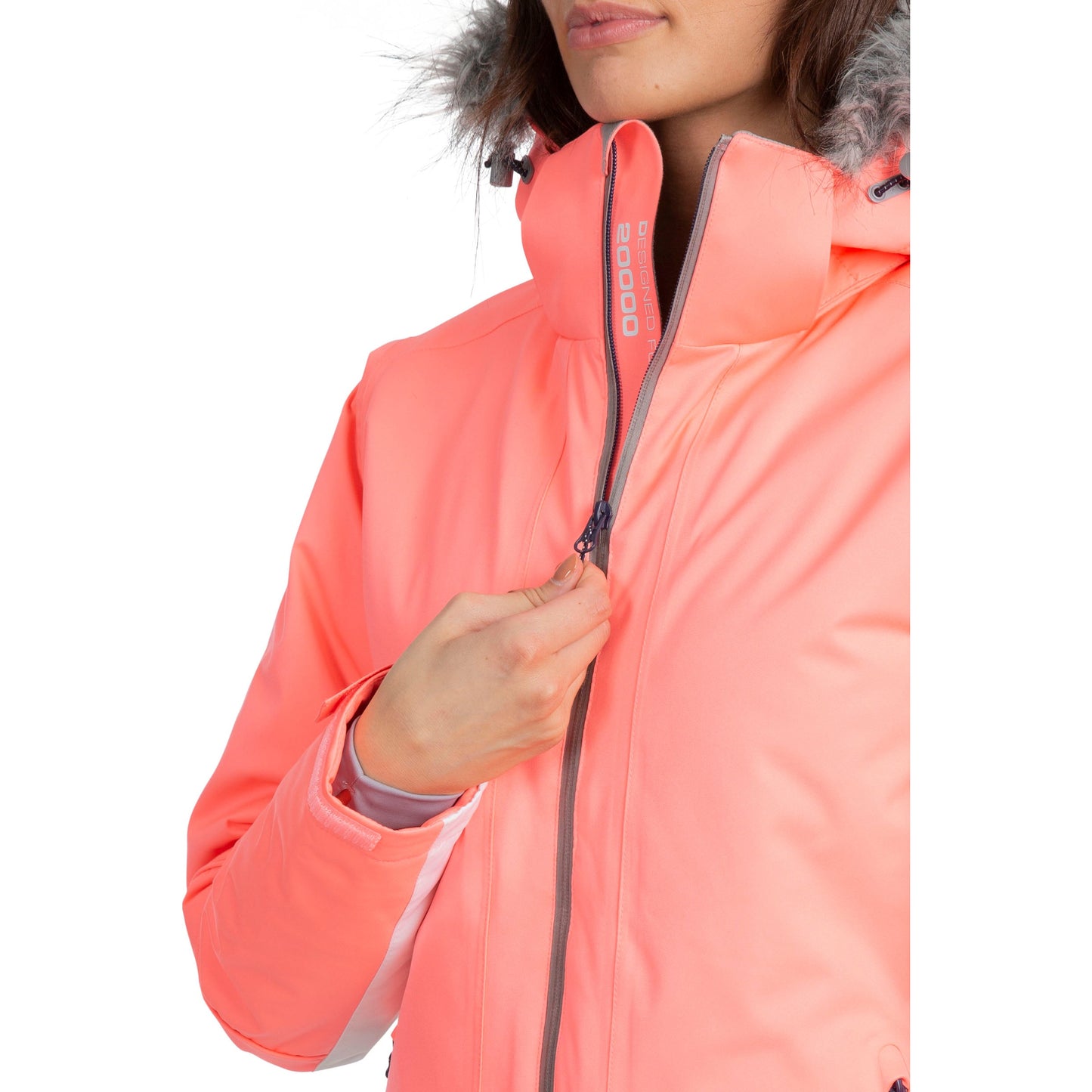 Trespass Womens DLX Luxury Ski Jacket Sandrine in Neon Coral