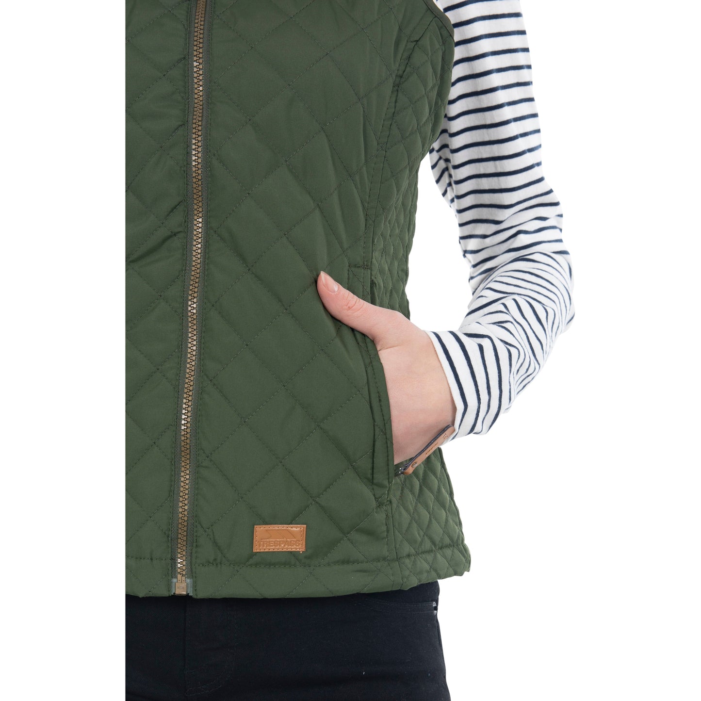 Soulmate Women's Padded Gilet / Body Warmer in Moss Green