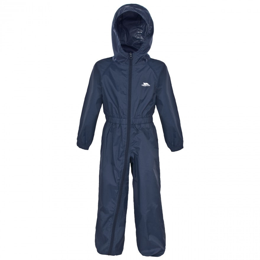 Button Waterproof Babies Childs Rain Suit in Navy Trespass Ireland