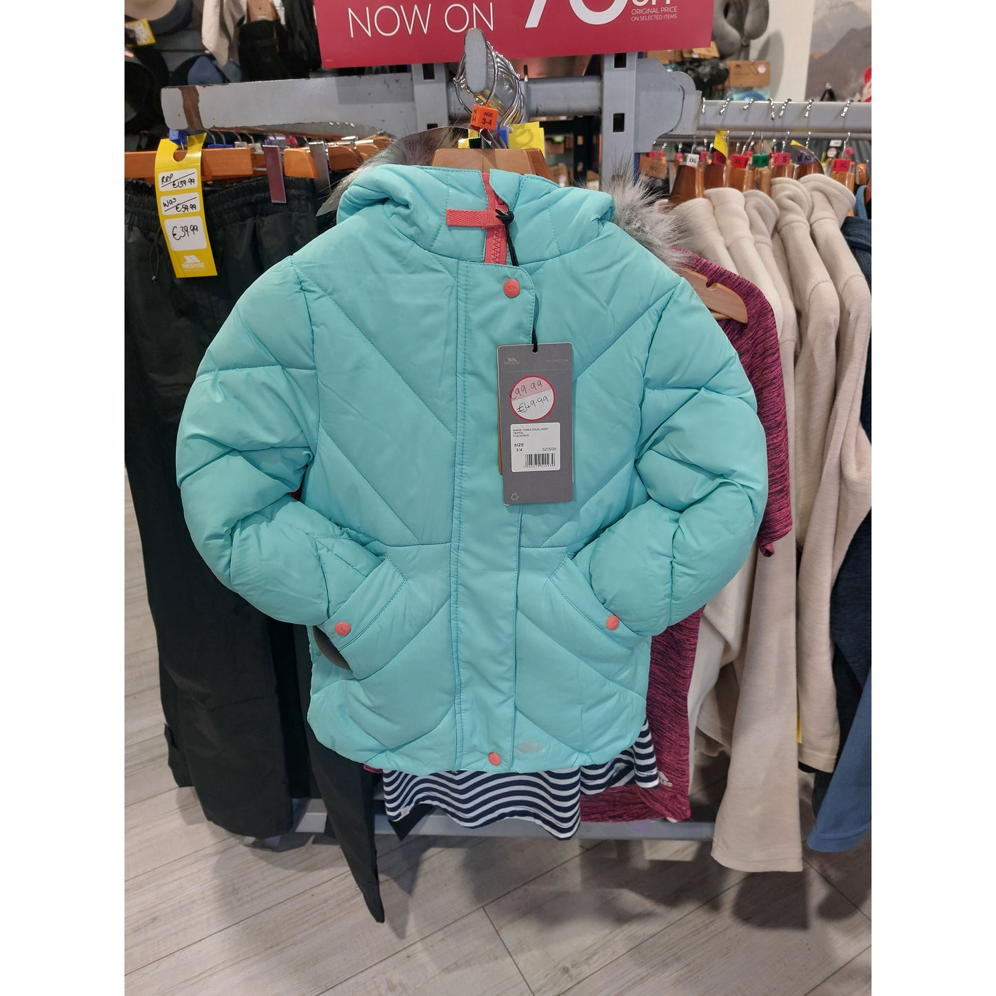 Buntee Girls' Water Resistant Padded Jacket in Tropical Blue