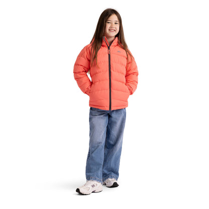 Amira Girls' Hooded Waterproof Padded Jacket in Soft Orange