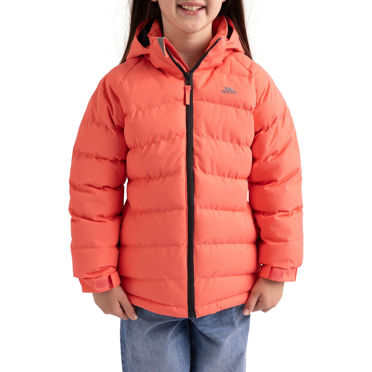Amira Girls' Hooded Waterproof Padded Jacket in Soft Orange