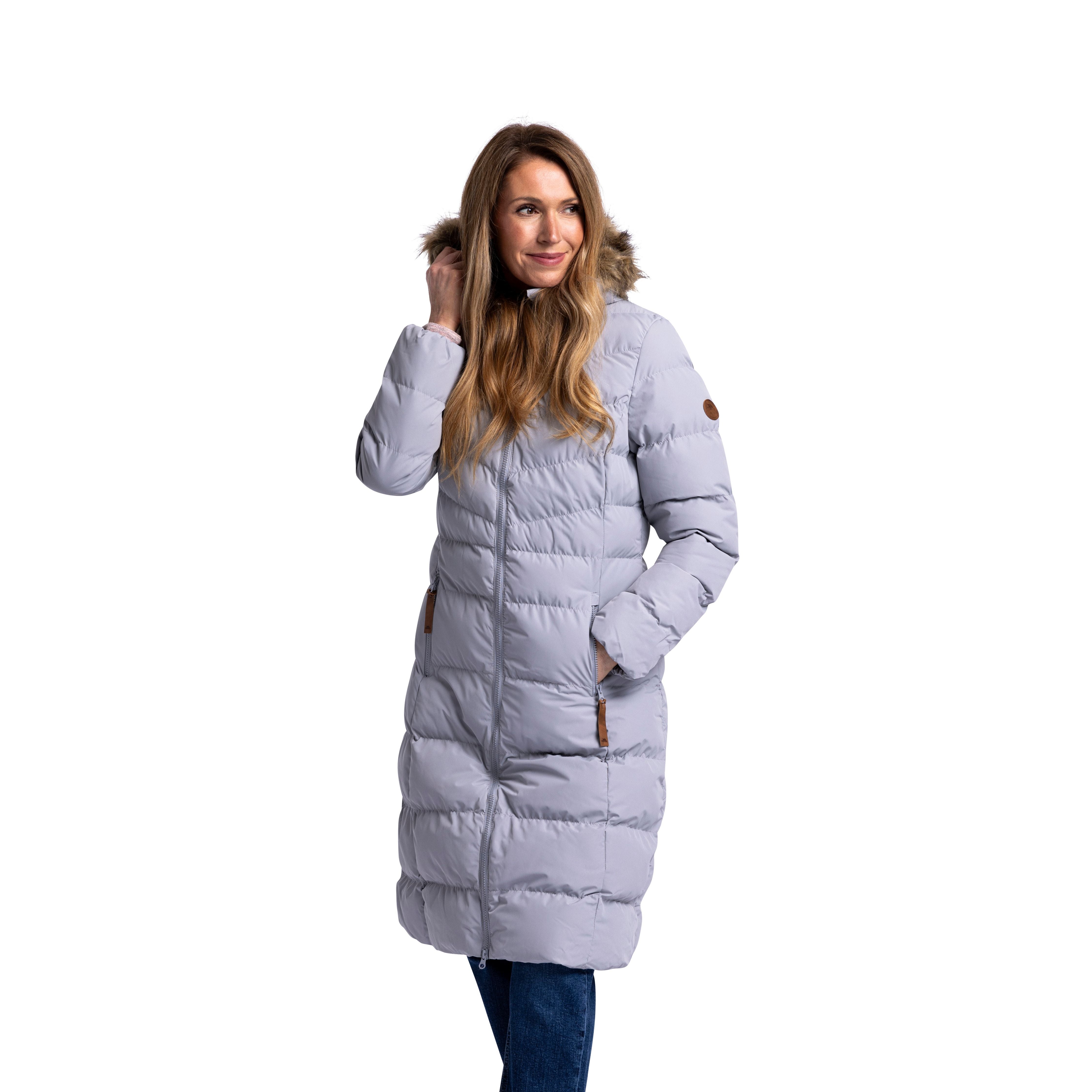 Women's Long Padded Jacket – Audrey in Platinum