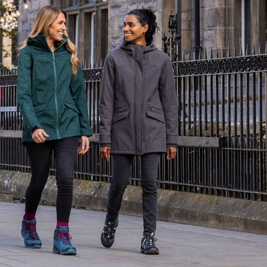 Anza Women's Longer Soft Shell Jacket in Dark Grey Marl