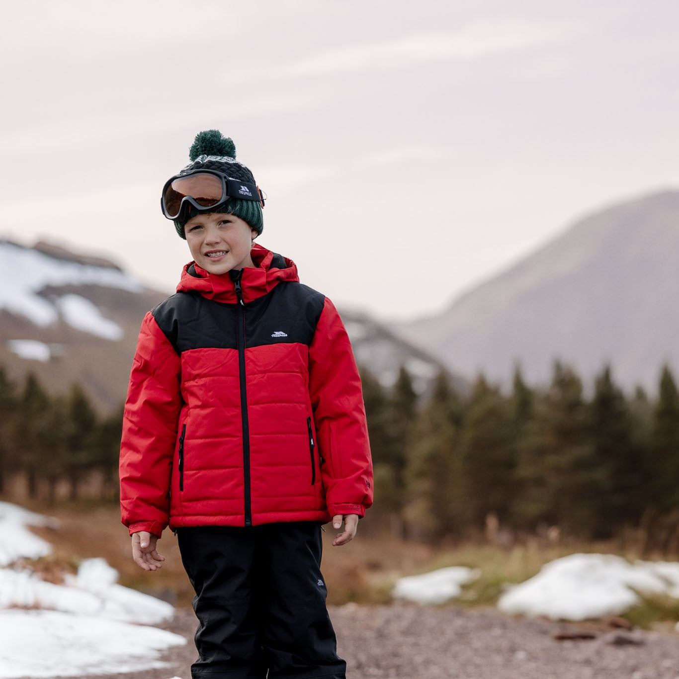 Halston Kids Padded Waterproof Ski Jacket in Red