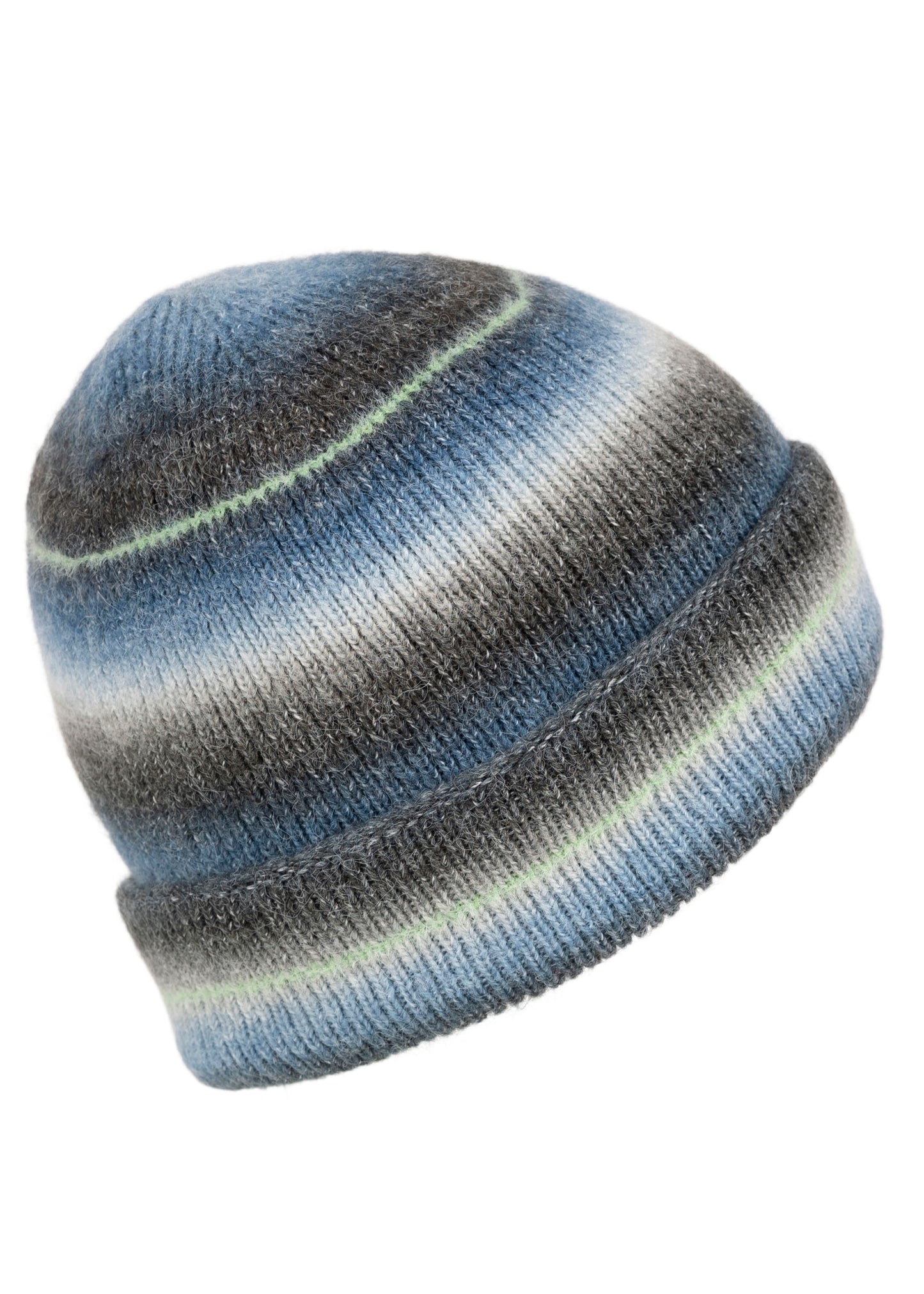 Chevron Adults Knitted Beanie Hat in Blue
