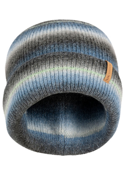 Chevron Adults Knitted Beanie Hat in Blue