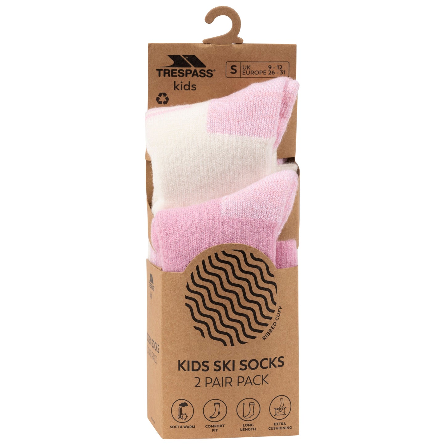 Convex Kids Unisex Ski Socks (2 Pair Pack) in Candy / Off White