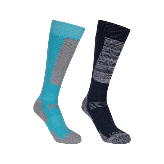 Convex Kids Unisex Ski Socks (2 Pair Pack) in Navy / Cyber Blue