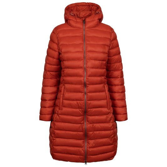 Dorothea Women's Longer Length Padded Casual Jacket in Burnt Sienna