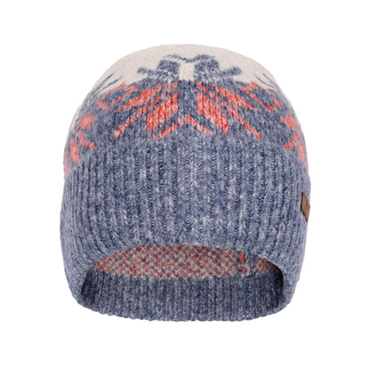 Edur Women's Knitted Beanie Hat in Blue Marl