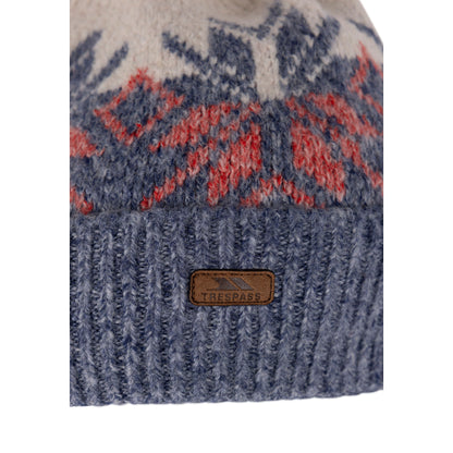 Edur Women's Knitted Beanie Hat in Blue Marl