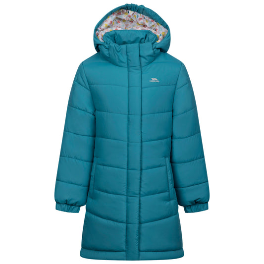 Ellster Girls' Water Resistant Longer Length Padded Jacket in Light Teal