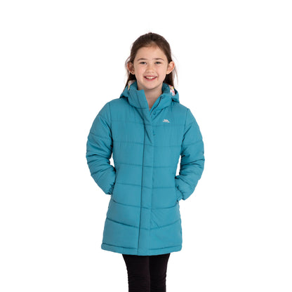 Ellster Girls' Water Resistant Longer Length Padded Jacket in Light Teal