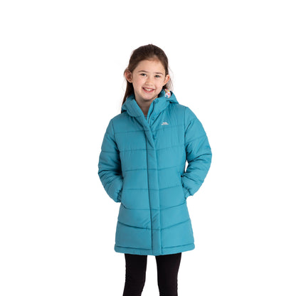 Ellster Girls' Water Resistant Longer Length Padded Jacket in Light Teal