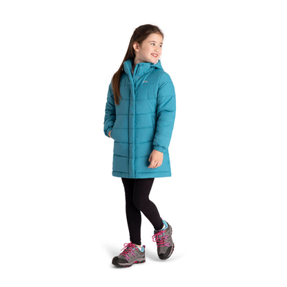 Ellster Girls' Water Resistant Longer Length Padded Jacket in Light Teal