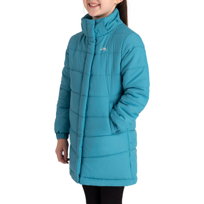 Ellster Girls' Water Resistant Longer Length Padded Jacket in Light Teal