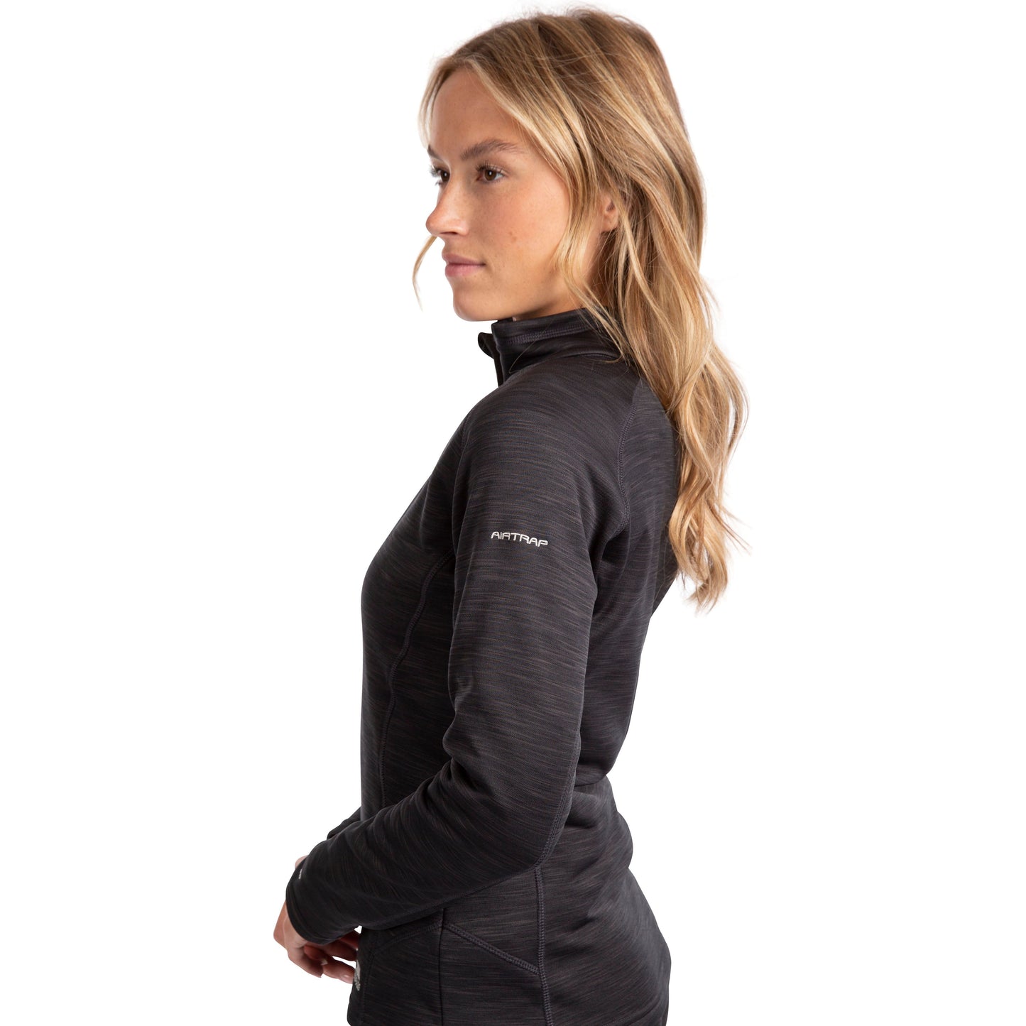 Fairford Women's Half Zip Fleece Top in Black Marl