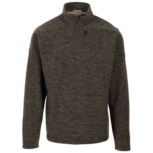Farnworth Men's Heavier Half Zip Fleece Top in Dark Vine Marl