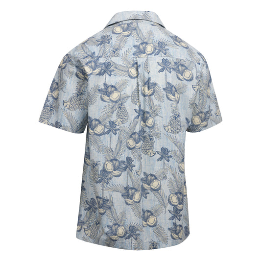 Hart Mens Casual Short Sleeve Shirt in Blue Haze Print