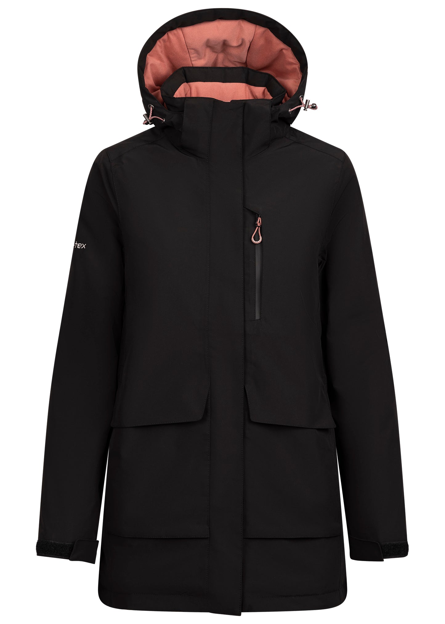 Hosho Womens Lightly Padded Waterproof Jacket in Black