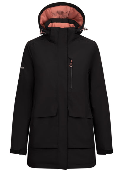Hosho Womens Lightly Padded Waterproof Jacket in Black