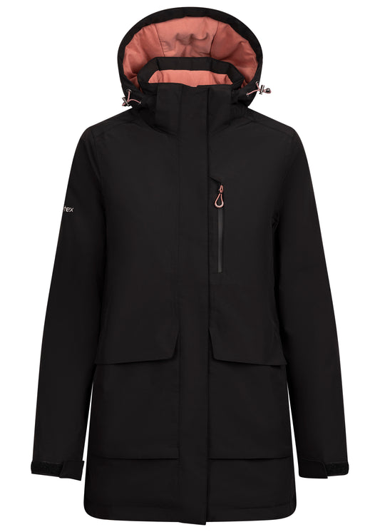 Hosho Womens Lightly Padded Waterproof Jacket in Black
