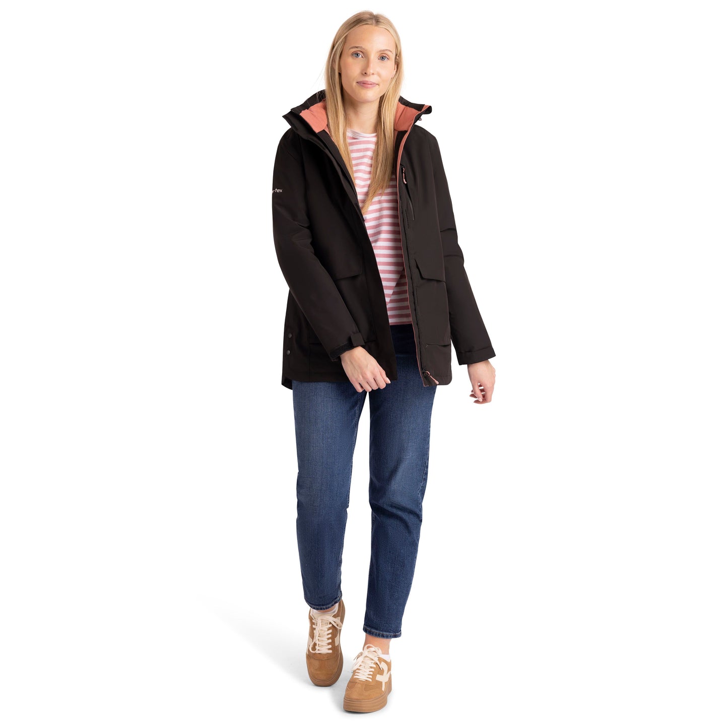 Hosho Womens Lightly Padded Waterproof Jacket in Black