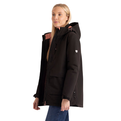 Hosho Womens Lightly Padded Waterproof Jacket in Black