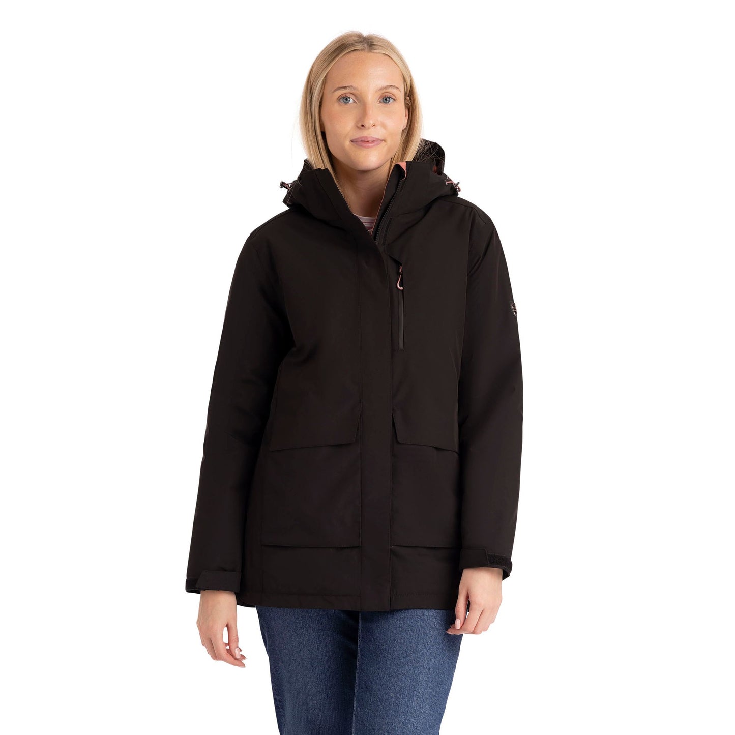 Hosho Womens Lightly Padded Waterproof Jacket in Black