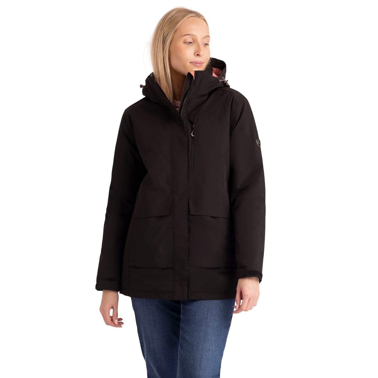 Hosho Womens Lightly Padded Waterproof Jacket in Black